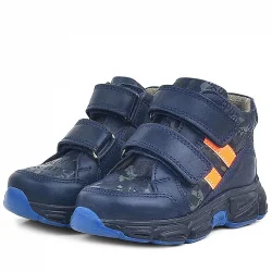 Rakerplus Hakiki Deri Lacivert Turuncu Bebek Spor Bot Ayakkabı