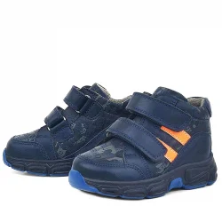 Rakerplus Hakiki Deri Lacivert Turuncu Bebek Spor Bot Ayakkabı