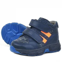 Rakerplus Hakiki Deri Lacivert Turuncu Bebek Spor Bot Ayakkabı