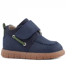 Rakerplus Hakiki Deri Lacivert Yeşil Cırt Cırtlı Bebek Bot