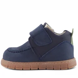 Rakerplus Hakiki Deri Lacivert Yeşil Cırt Cırtlı Bebek Bot