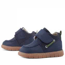 Rakerplus Hakiki Deri Lacivert Yeşil Cırt Cırtlı Bebek Bot