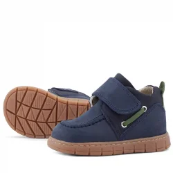 Rakerplus Hakiki Deri Lacivert Yeşil Cırt Cırtlı Bebek Bot