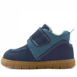 Rakerplus Hakiki Deri Mavi Cırt Cırtlı Bebek Bot