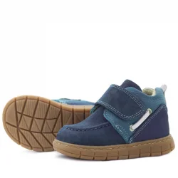 Rakerplus Hakiki Deri Mavi Cırt Cırtlı Bebek Bot