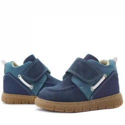 Rakerplus Hakiki Deri Mavi Cırt Cırtlı Bebek Bot