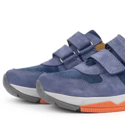 Rakerplus Hakiki Deri Mavi Süet Taba Çocuk Cırtlı Sneakers Spor Ayakkabı