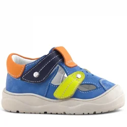 Rakerplus Hakiki Deri Mavi Turuncu Cırt Cırtlı Bebek Sandalet