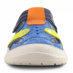 Rakerplus Hakiki Deri Mavi Turuncu Cırt Cırtlı Bebek Sandalet