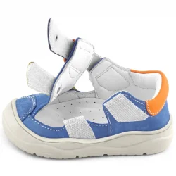 Rakerplus Hakiki Deri Mavi Turuncu Cırt Cırtlı Bebek Sandalet