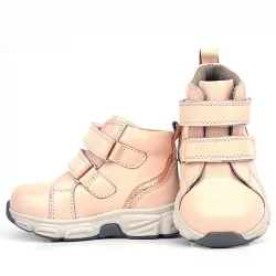 Rakerplus Hakiki Deri Pembe Cırtlı Spor Kız Bebek Bot