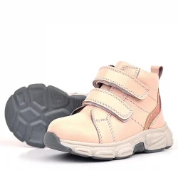 Rakerplus Hakiki Deri Pembe Cırtlı Spor Kız Bebek Bot