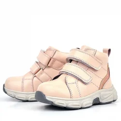 Rakerplus Hakiki Deri Pembe Cırtlı Spor Kız Bebek Bot