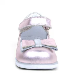 Rakerplus Hakiki Deri Pembe Gümüş Kız Bebek Babet Ayakkabı