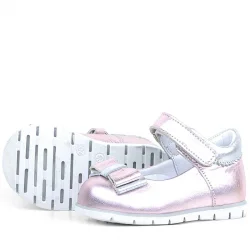 Rakerplus Hakiki Deri Pembe Gümüş Kız Bebek Babet Ayakkabı
