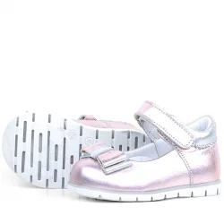 Rakerplus Hakiki Deri Pembe Gümüş Kız Bebek Babet Ayakkabı