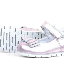 Rakerplus Hakiki Deri Pembe Gümüş Kız Bebek Babet Ayakkabı