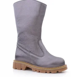 Rakerplus Hakiki Deri Platin Fermuarlı Uzun Kız Çocuk Çizme