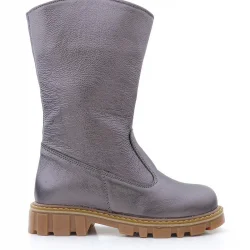 Rakerplus Hakiki Deri Platin Fermuarlı Uzun Kız Çocuk Çizme