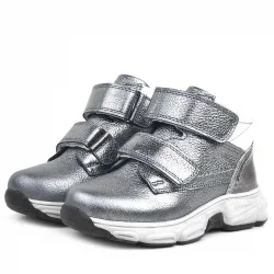 Rakerplus Hakiki Deri Platin Gri Cırtlı Kürklü Kız Çocuk Spor Bot