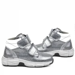 Rakerplus Hakiki Deri Platin Gri Cırtlı Kürklü Kız Çocuk Spor Bot