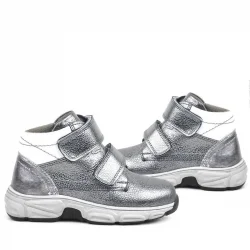 Rakerplus Hakiki Deri Platin Gri Cırtlı Kürklü Kız Çocuk Spor Bot