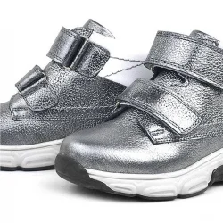 Rakerplus Hakiki Deri Platin Gri Cırtlı Kürklü Kız Çocuk Spor Bot