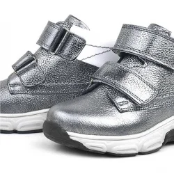 Rakerplus Hakiki Deri Platin Gri Cırtlı Kürklü Kız Çocuk Spor Bot