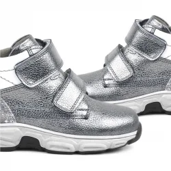 Rakerplus Hakiki Deri Platin Gri Cırtlı Kürklü Kız Çocuk Spor Bot