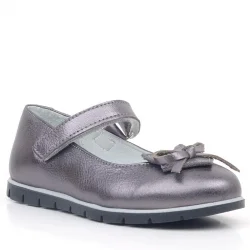 Rakerplus Hakiki Deri Platin Kurdele Detaylı Kız Çocuk Babet