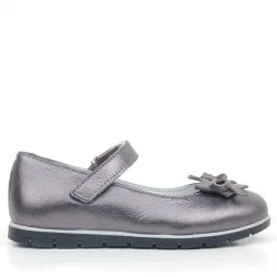 Rakerplus Hakiki Deri Platin Kurdele Detaylı Kız Çocuk Babet