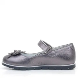 Rakerplus Hakiki Deri Platin Kurdele Detaylı Kız Çocuk Babet