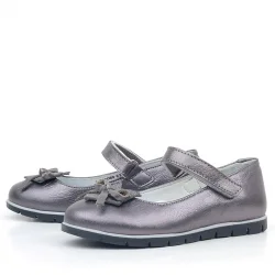 Rakerplus Hakiki Deri Platin Kurdele Detaylı Kız Çocuk Babet