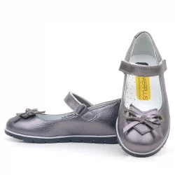 Rakerplus Hakiki Deri Platin Kurdele Detaylı Kız Çocuk Babet