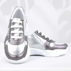 Rakerplus Hakiki Deri Platin Pembe Kalın Taban Kız Çocuk Sneakers Ayakkabı