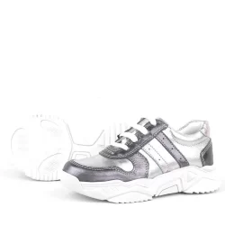 Rakerplus Hakiki Deri Platin Pembe Kalın Taban Kız Çocuk Sneakers Ayakkabı