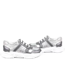 Rakerplus Hakiki Deri Platin Pembe Kalın Taban Kız Çocuk Sneakers Ayakkabı
