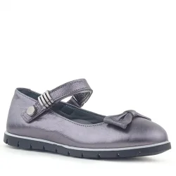 Rakerplus Hakiki Deri Platin Toka Detaylı Cırtlı Kız Çocuk Babet Ayakkabı