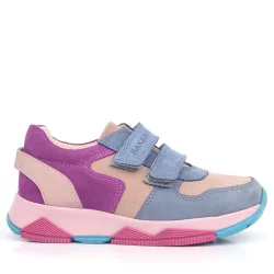 Rakerplus Hakiki Deri Pudra Mavi Fuşya Çocuk Sneakers Spor Ayakkabı