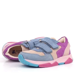 Rakerplus Hakiki Deri Pudra Mavi Fuşya Çocuk Sneakers Spor Ayakkabı