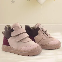 Rakerplus Hakiki Deri Pudra Pembe Cırtlı Çocuk Spor Bot