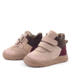 Rakerplus Hakiki Deri Pudra Pembe Cırtlı Çocuk Spor Bot