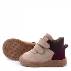 Rakerplus Hakiki Deri Pudra Pembe Cırtlı Çocuk Spor Bot