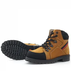 Rakerplus Hakiki Deri Sarı Bağcıklı Fermuarlı Çocuk Bot