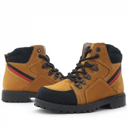 Rakerplus Hakiki Deri Sarı Bağcıklı Fermuarlı Çocuk Bot