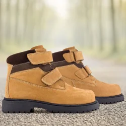 Rakerplus Hakiki Deri Sarı Cırt Cırtlı Kışlık Çocuk Bot