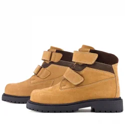 Rakerplus Hakiki Deri Sarı Cırt Cırtlı Kışlık Çocuk Bot