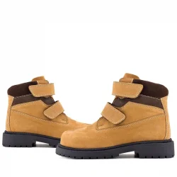 Rakerplus Hakiki Deri Sarı Cırt Cırtlı Kışlık Çocuk Bot