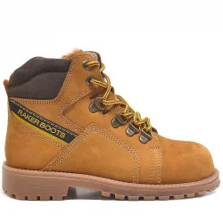 Rakerplus Hakiki Deri Sarı Fermuarlı Kürklü Çocuk Bot