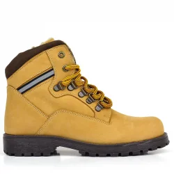 Rakerplus Hakiki Deri Sarı Kahve Bağcıklı Fermuarlı Çocuk Bot